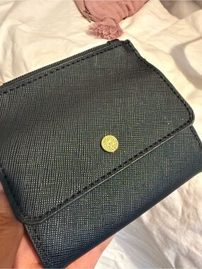 Anne Klein Textured Leather Wallet with Gold Button
